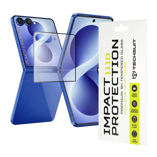 Techsuit skjermbeskyttelse for Samsung Galaxy Z Flip8 F776, Herdet glass, Full lim, 111D, Svart