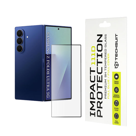Techsuit skjermbeskyttelse for Samsung Galaxy Z Fold8 Ultra F976, Herdet glass, Full lim, 111D, Svart