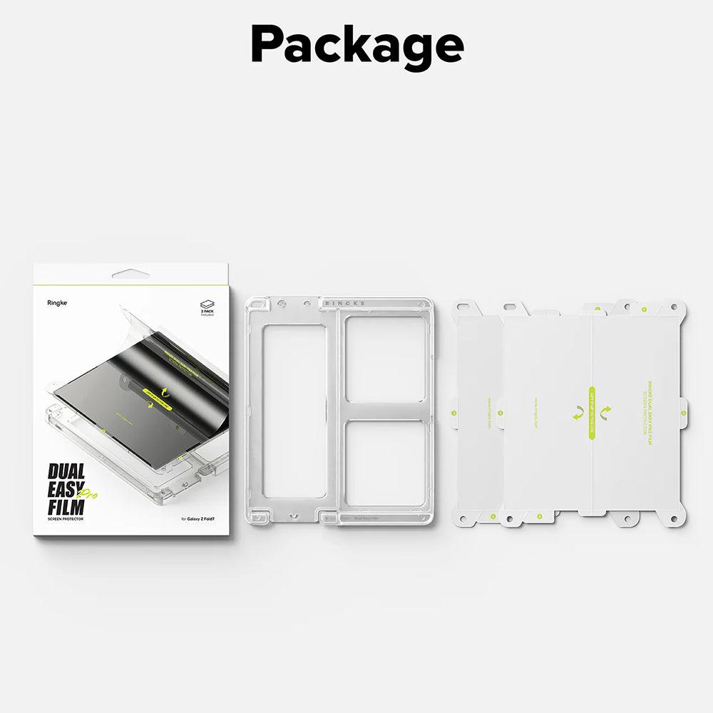 Innvendig skjermbeskyttelsesfilm Ringke Dual Easy Pro for Samsung Galaxy Z Fold7 F966, plast, sett med 2 stk