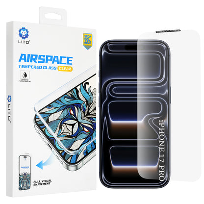 Lito Airspace Border skjermbeskyttelsesfilm for Apple iPhone 18 Pro / 17 Pro, Herdet glass, Full lim