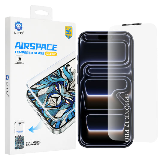 Lito Airspace Border skjermbeskyttelsesfilm for Apple iPhone 18 Pro / 17 Pro, Herdet glass, Full lim