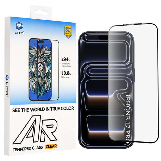 Lito AR SE skjermbeskyttelse for Apple iPhone 18 Pro / 17 Pro, Herdet glass, Full lim, Svart