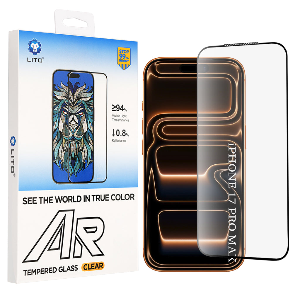 Skjermbeskyttelse Lito AR SE for Apple iPhone 18 Pro Max / 17 Pro Max, Herdet glass, Full lim, Svart