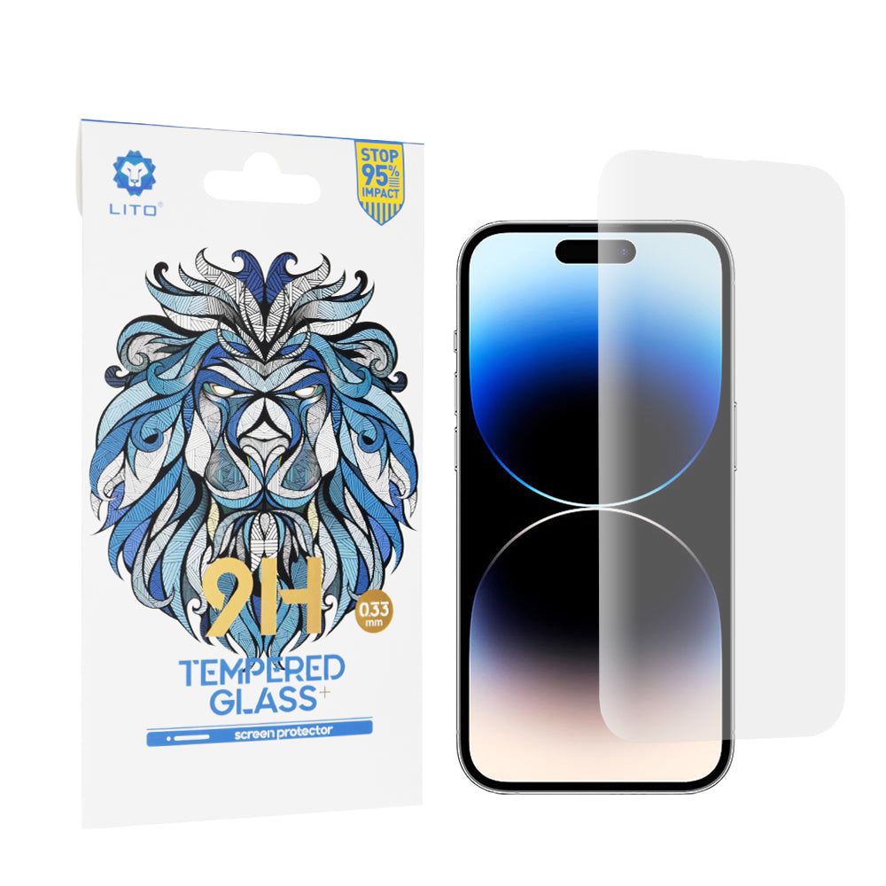 Lito Classic skjermbeskyttelse for Apple iPhone 14 Pro, Herdet glass, Full lim, 2.5D