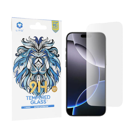 Lito Classic skjermbeskyttelse for Apple iPhone 16 Pro Max, Herdet glass, Full lim, 2.5D