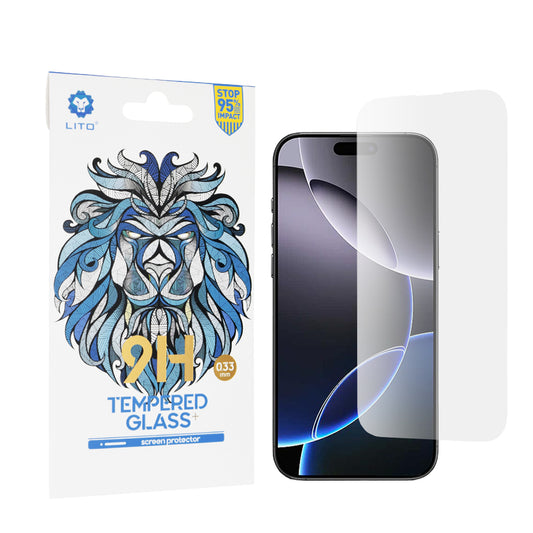 Lito Classic skjermbeskyttelse for Apple iPhone 16 Pro Max, Herdet glass, Full lim, 2.5D