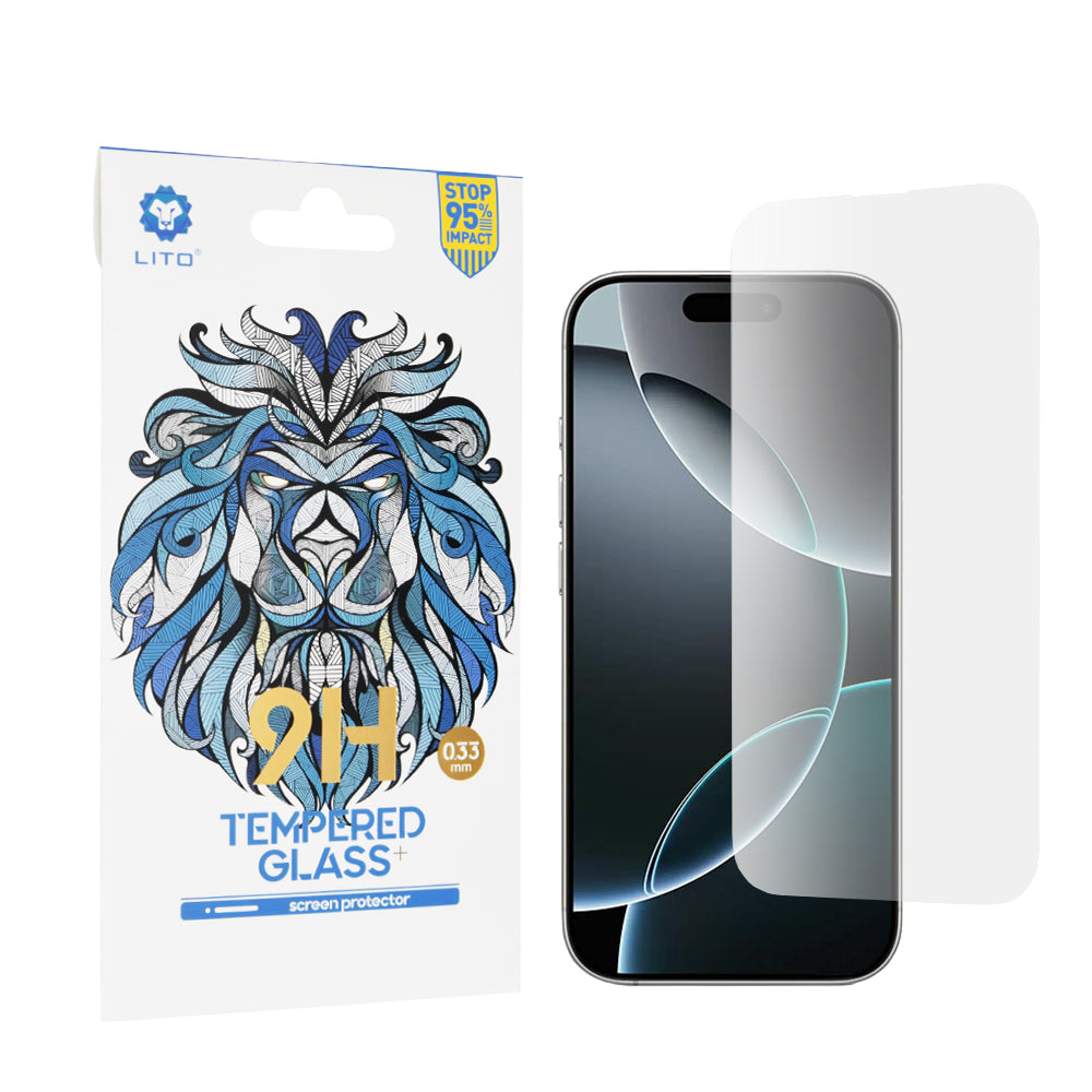 Lito Classic skjermbeskyttelse for Apple iPhone 16 Pro, Herdet glass, Full lim, 2.5D