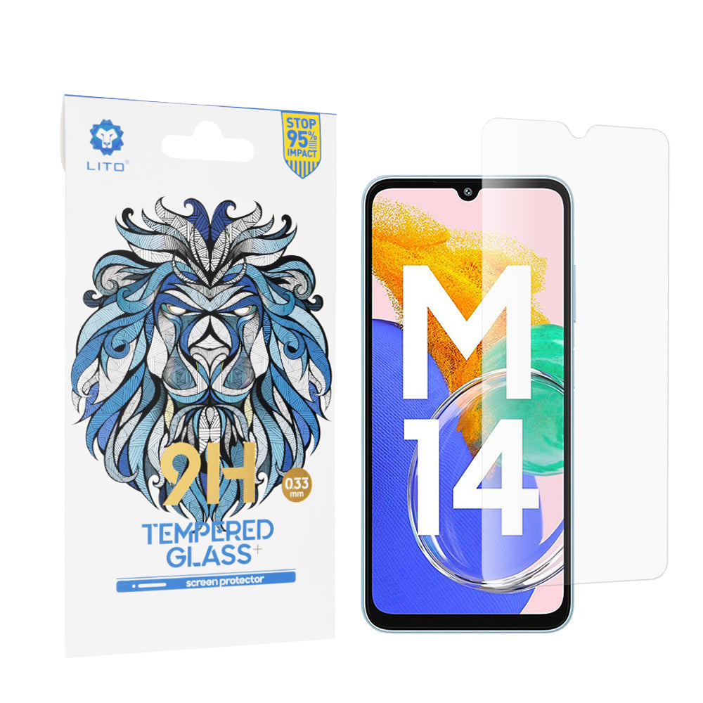 Lito Classic skjermbeskyttelsesfilm for Samsung Galaxy M14 5G M146, Herdet glass, Full lim, 2.5D