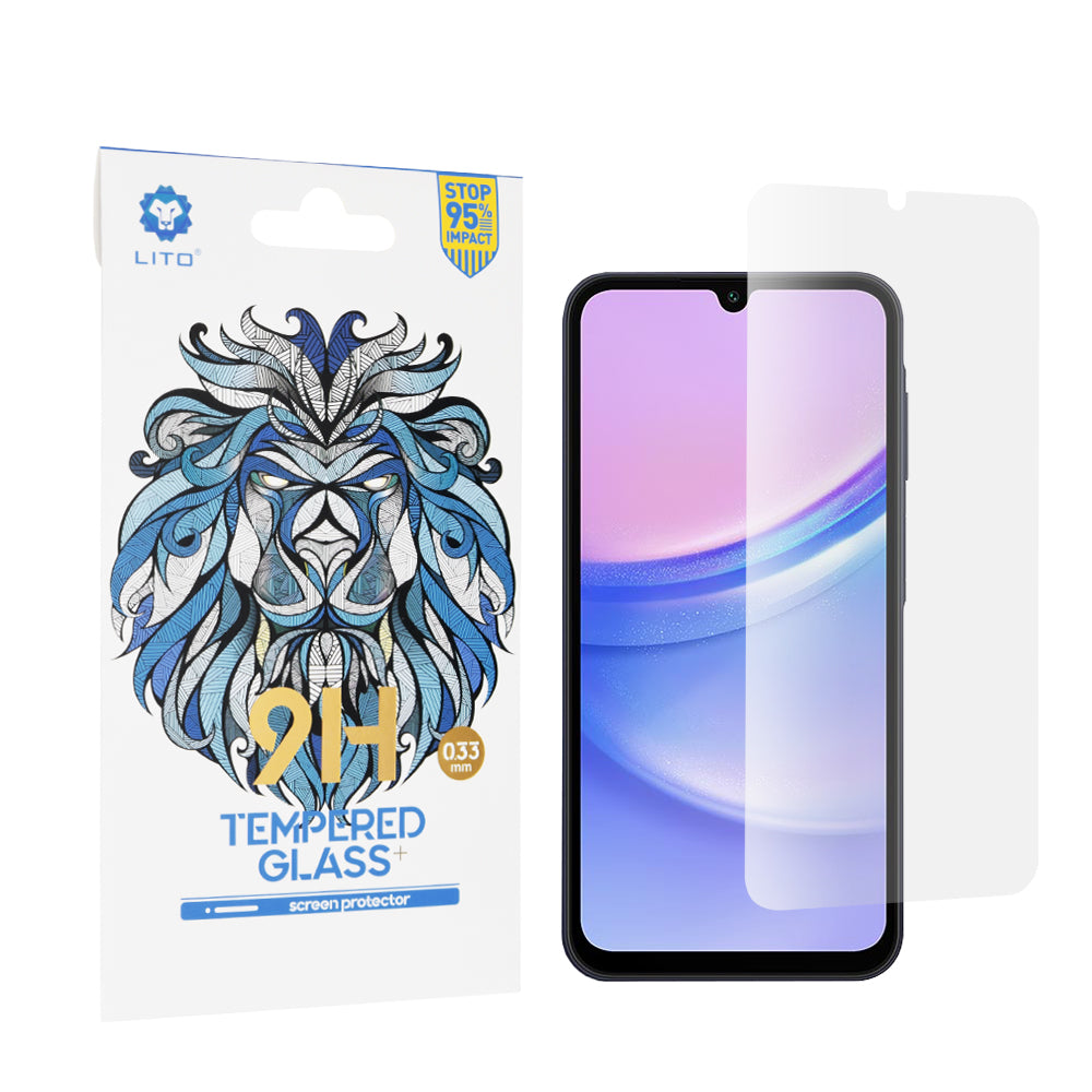 Lito Classic skjermbeskyttelsesfilm for Samsung Galaxy M15 / A15 5G A156 / A15 A155, Herdet glass, Full lim, 2.5D