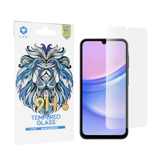 Lito Classic skjermbeskyttelsesfilm for Samsung Galaxy M15 / A15 5G A156 / A15 A155, Herdet glass, Full lim, 2.5D