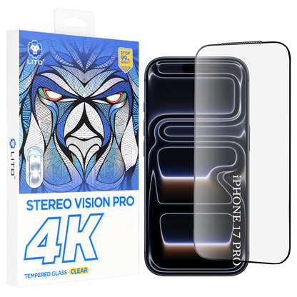 Beskyttelsesfolie Lito D+ Max 4K for Apple iPhone 17 Pro, Herdet Glass, Full Lim, Svart