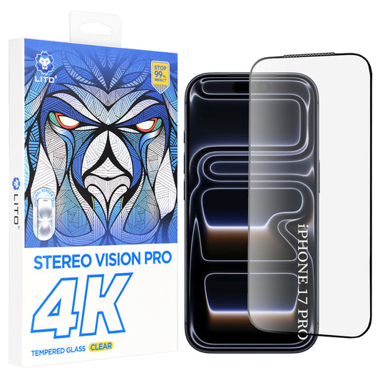 Beskyttelsesfolie Lito D+ Max 4K for Apple iPhone 17 Pro, Herdet Glass, Full Lim, Svart