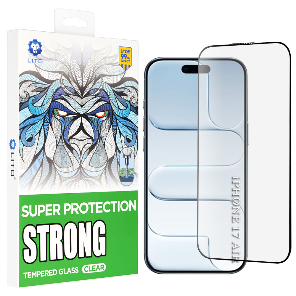 Skjermbeskytter Lito D+ Max Strong for Apple iPhone 17 Air, Herdet Glass, Full Lim, Svart