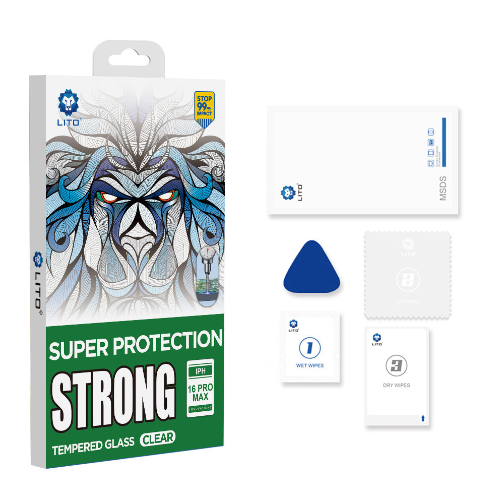 Skjermbeskytter Lito D+ Max Strong for Apple iPhone 17 Pro Max, Herdet Glass, Full Lim, Svart