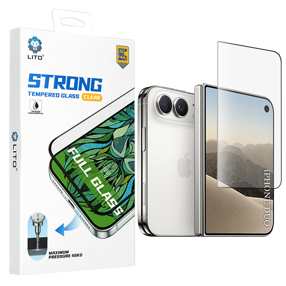 Lito D+ Max Strong ytre skjermbeskyttelse for Apple iPhone Duo, herdet glass, full lim, svart