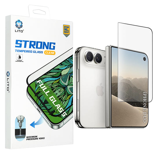 Lito D+ Max Strong ytre skjermbeskyttelse for Apple iPhone Duo, herdet glass, full lim, svart