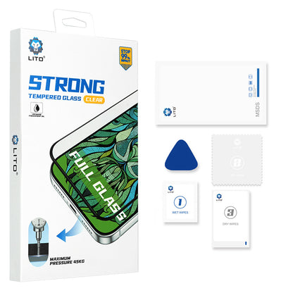 Lito D+ Max Strong ytre skjermbeskyttelse for Apple iPhone Duo, herdet glass, full lim, svart