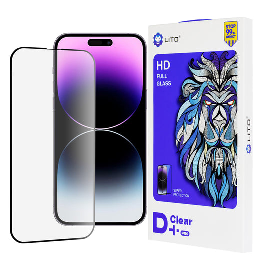 Skjermbeskyttelsesfilm Lito D+ Pro for Apple iPhone 14 Pro Max, Herdet glass, Full lim, Svart
