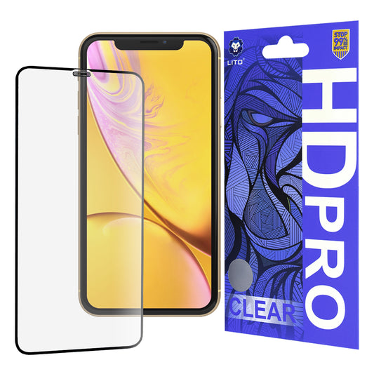 Lito HD Pro Clear skjermbeskyttelsesfilm for Apple iPhone 11 / XR, Herdet glass, Full lim, Svart