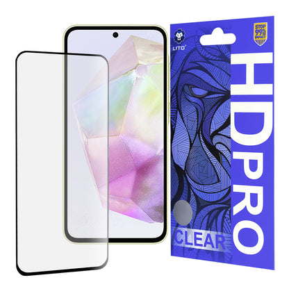 Lito HD Pro Clear skjermbeskyttelsesfilm for Samsung Galaxy A35 5G A356, Herdet glass, Full lim, Svart