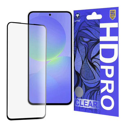 Lito HD Pro Clear skjermbeskyttelsesfilm for Samsung Galaxy A36 A366, Herdet glass, Full lim, Svart
