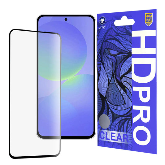 Lito HD Pro Clear skjermbeskyttelsesfilm for Samsung Galaxy A36 A366, Herdet glass, Full lim, Svart