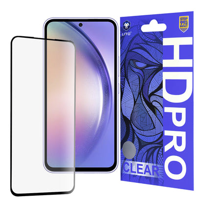 Lito HD Pro Clear skjermbeskyttelsesfilm for Samsung Galaxy A54 A546, Herdet glass, Full lim, Svart