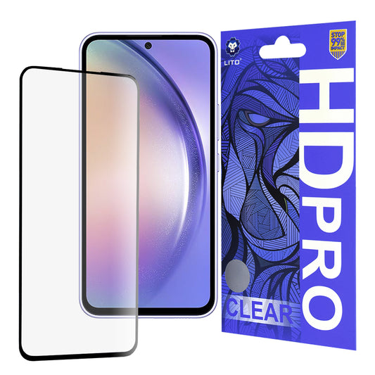 Lito HD Pro Clear skjermbeskyttelsesfilm for Samsung Galaxy A54 A546, Herdet glass, Full lim, Svart