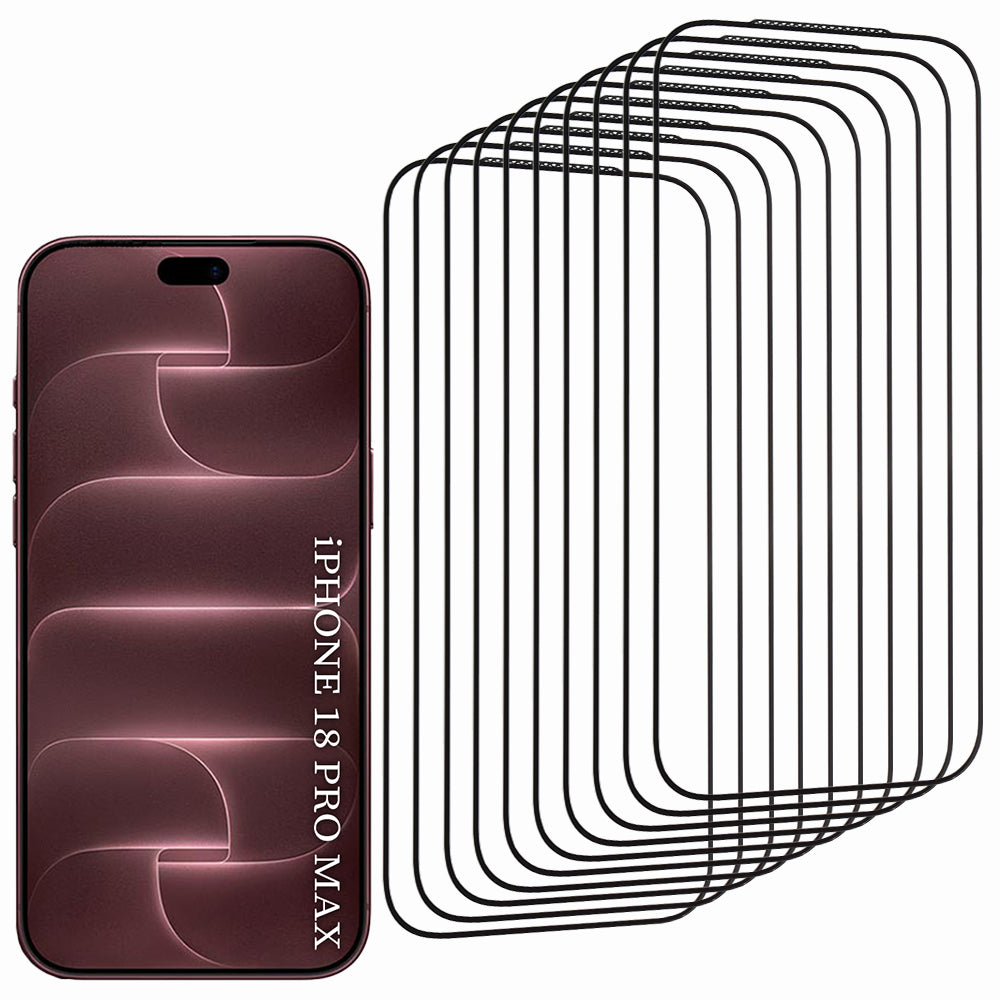 Lito HD Pro skjermbeskytter for Apple iPhone 18 Pro Max / 17 Pro Max, herdet glass, heldekkende lim, sett med 10 stk., svart