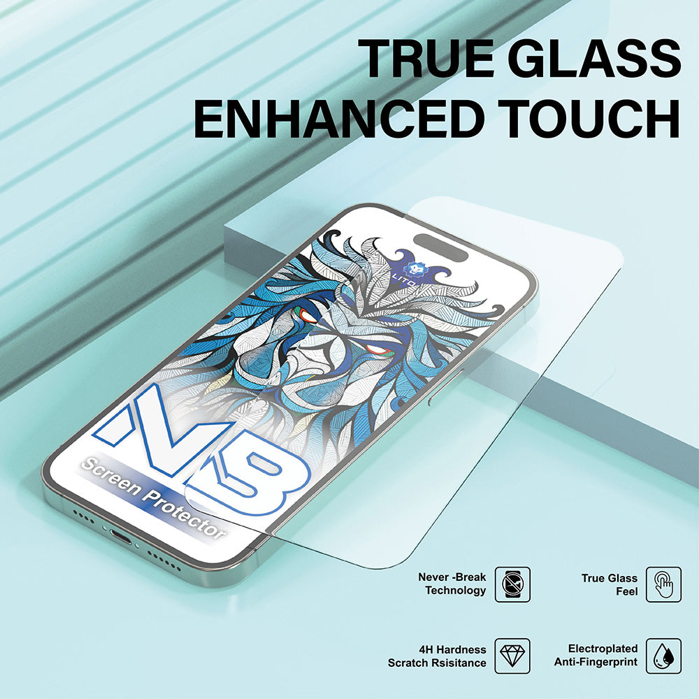 Skjermbeskytter Lito NB for Apple iPhone 17 / 16 Pro, Herdet Glass, Full Lim, Svart