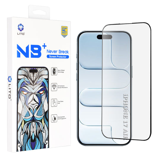 Skjermbeskytter Lito NB for Apple iPhone 17 Air, Herdet Glass, Full Lim, Svart