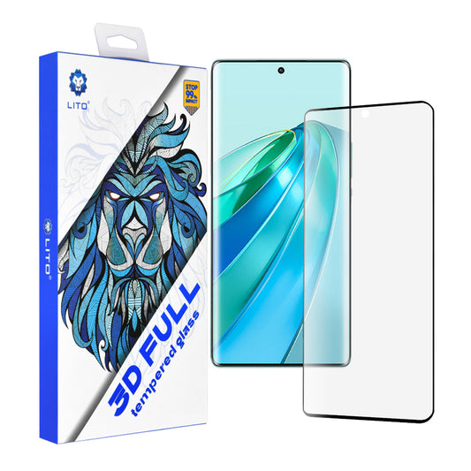 Lito skjermbeskyttelse for Honor X9a, Herdet glass, Full lim, 3D, Svart
