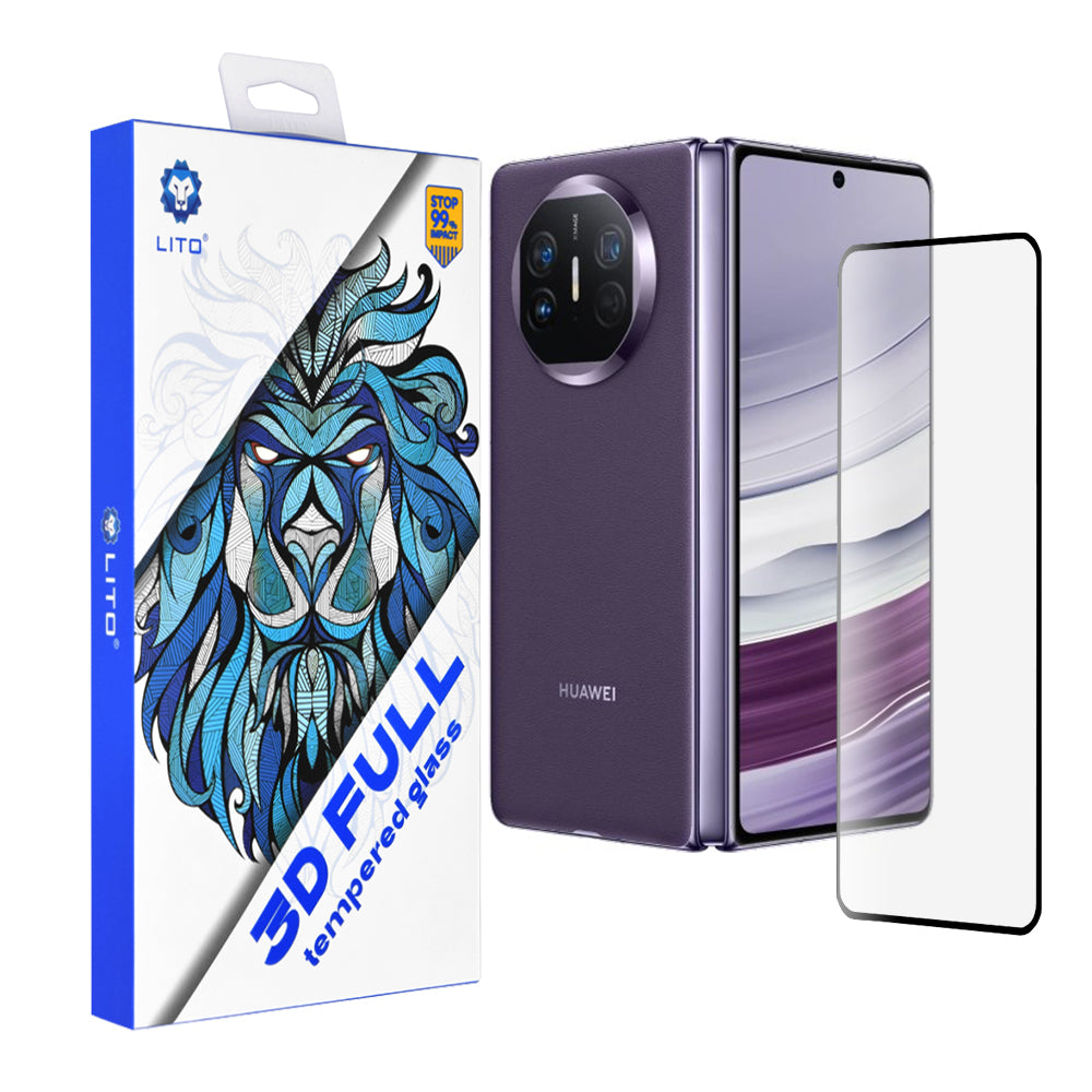 Lito skjermbeskyttelsesfilm for Huawei Mate X5, Herdet glass, Full lim, 3D, Svart