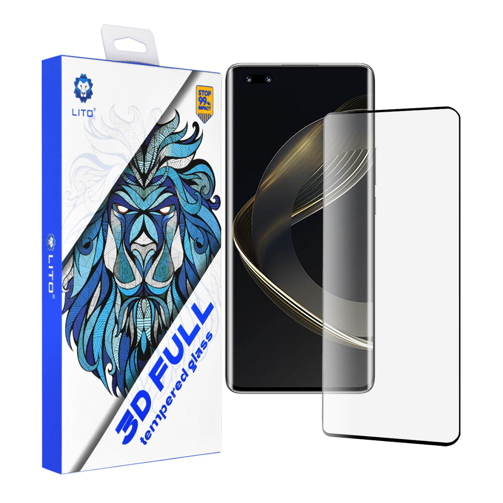 Lito skjermbeskyttelsesfilm for Huawei nova 11 Pro, Herdet glass, Full lim, 3D, Svart