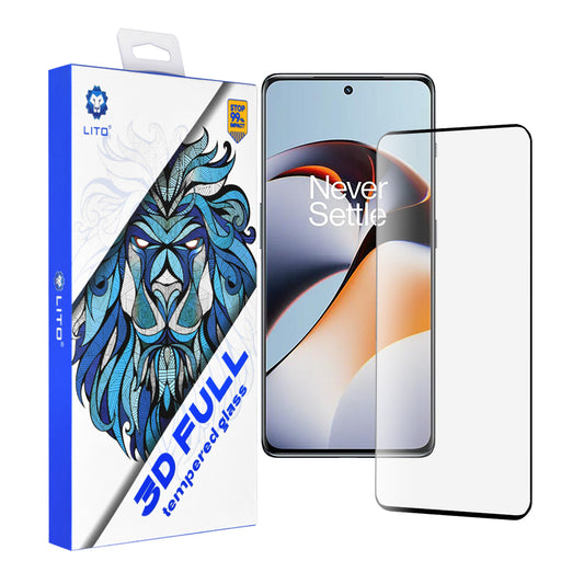 Lito skjermbeskyttelse for OnePlus 11R, Herdet glass, Full lim, 3D, Svart