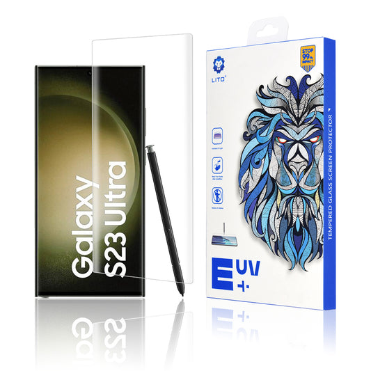 Lito skjermbeskyttelsesfilm for Samsung Galaxy S23 Ultra S918, Herdet glass, UV-lim, 3D