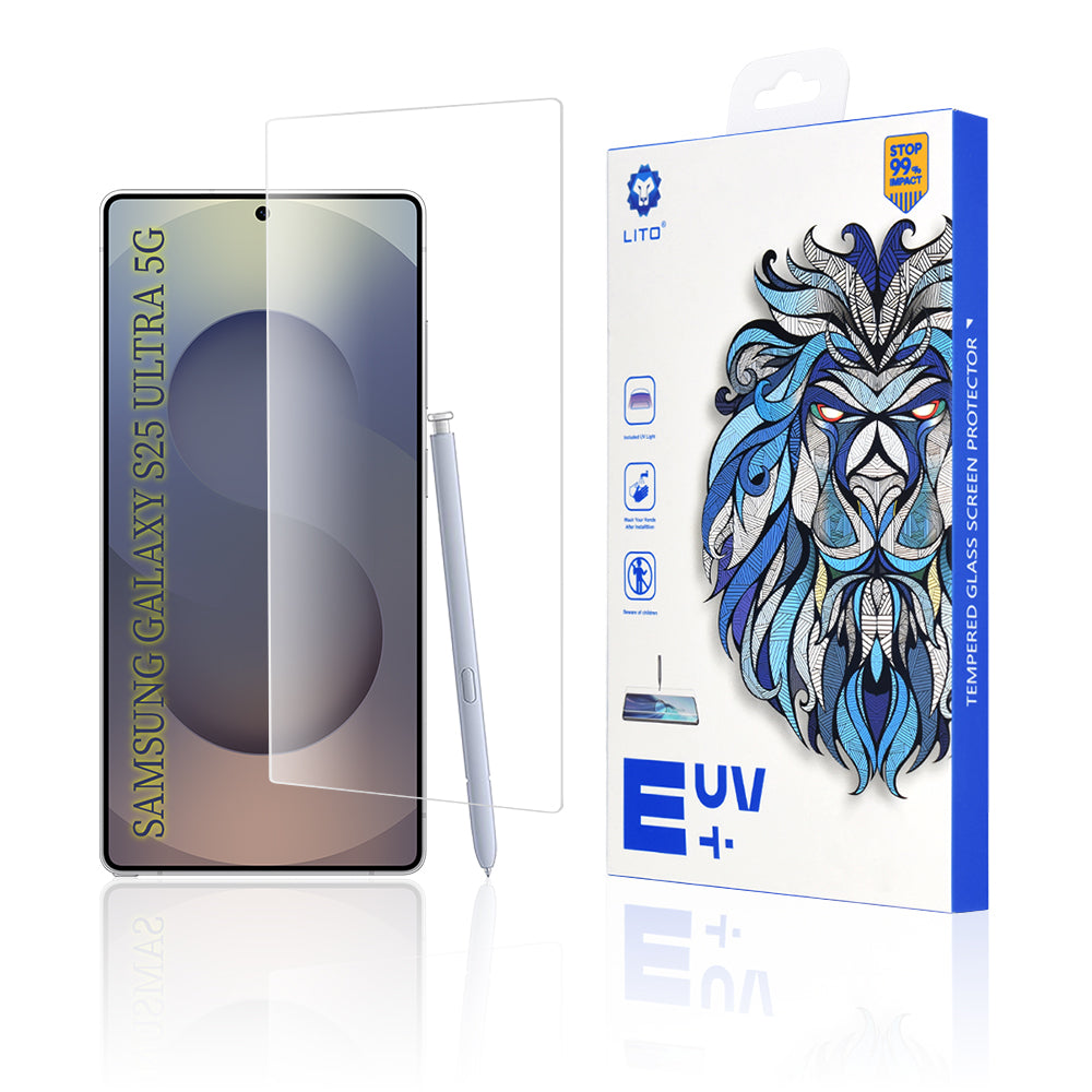 Lito skjermbeskyttelsesfilm for Samsung Galaxy S25 Ultra S938, Herdet glass, UV-lim, 3D