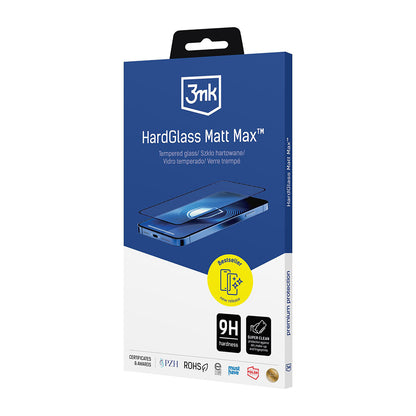 Skjermbeskytter Matte 3MK HardGlass Max for Apple iPhone 17 Air, Herdet Glass, Full Lim, Svart