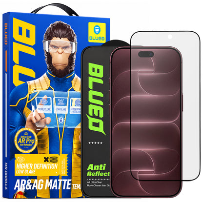 Blueo Matte Anti-Reflective HD skjermbeskytter for Apple iPhone 18 Pro Max, herdet glass, full limflate, svart