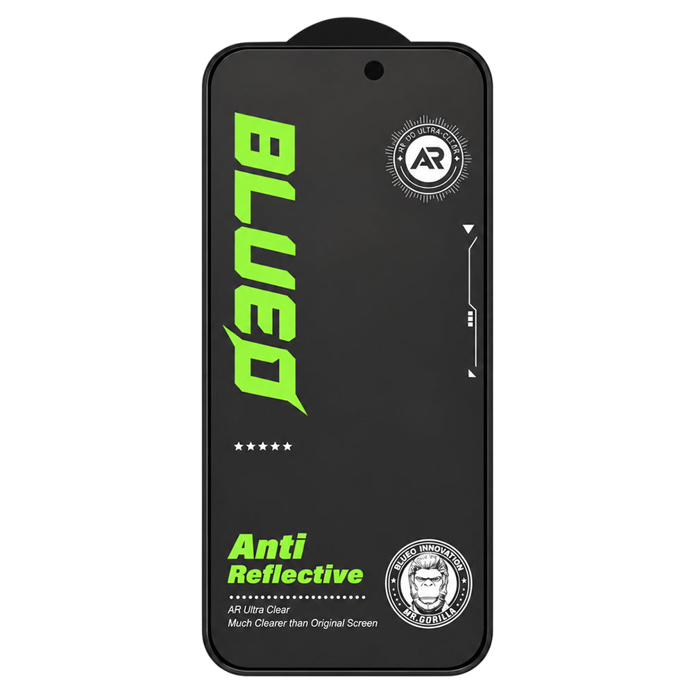 Blueo Matte Anti-Reflective HD skjermbeskytter for Apple iPhone 18 Pro Max, herdet glass, full limflate, svart