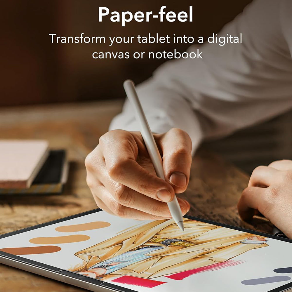 Beskyttelsesfolie Matte ESR Paper Feel for Apple iPad Air 13 (2025) / Air 13 (2024), Plast, Full Lim, Sett med 2 stykker