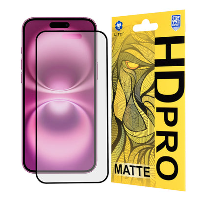 Matt skjermbeskyttelsesfilm Lito HD Pro for Apple iPhone 16 Plus, Herdet glass, Full lim, Svart
