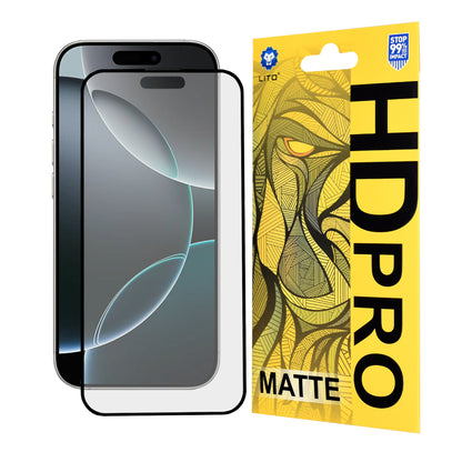 Matt skjermbeskyttelsesfilm Lito HD Pro for Apple iPhone 16 Pro, Herdet glass, Full lim, Svart