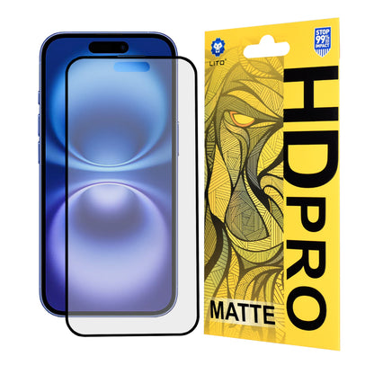 Matt skjermbeskyttelsesfilm Lito HD Pro for Apple iPhone 16, Herdet glass, Full lim, Svart