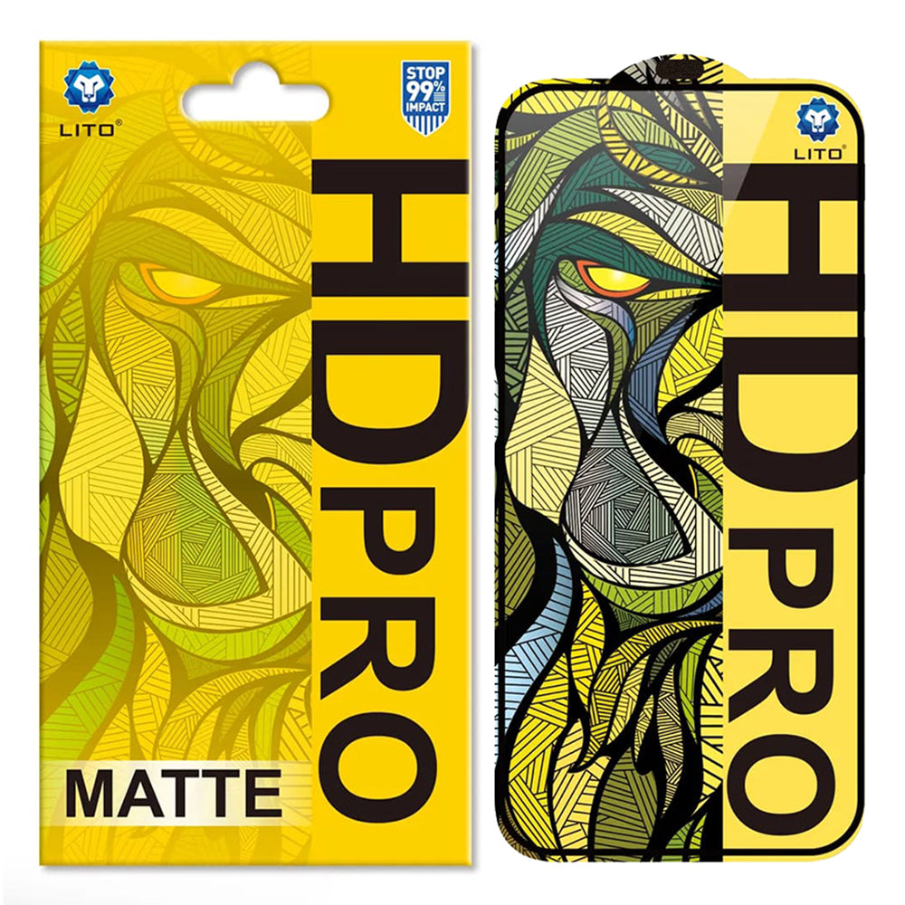 Matt skjermbeskyttelsesfilm Lito HD Pro for Apple iPhone 16, Herdet glass, Full lim, Svart