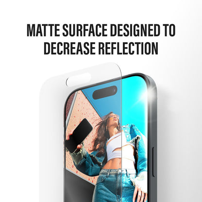 Beskyttelsesfolie Matte PanzerGlass Armor EasyAligner for Apple iPhone 17 / 16 Pro, Herdet Glass, Full Lim