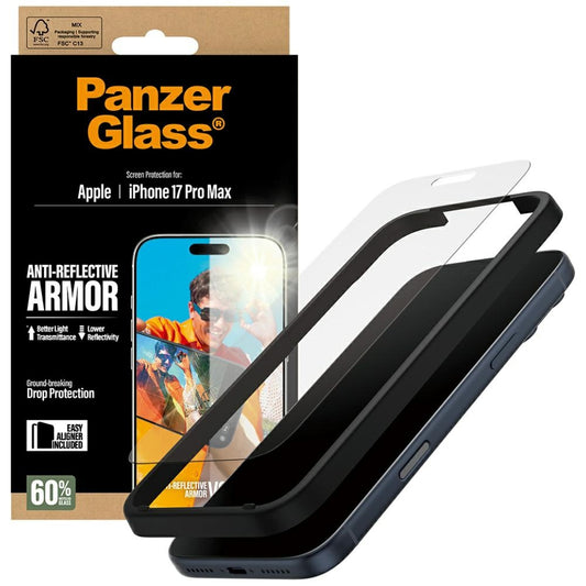Beskyttelsesfolie Matte PanzerGlass Armor EasyAligner for Apple iPhone 17 Pro Max, Herdet Glass, Full Lim