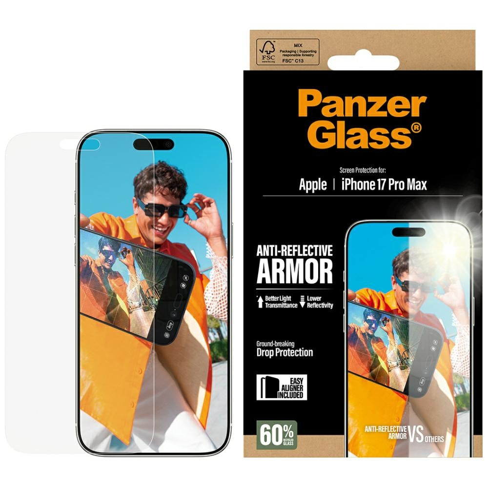 Beskyttelsesfolie Matte PanzerGlass Armor EasyAligner for Apple iPhone 17 Pro Max, Herdet Glass, Full Lim