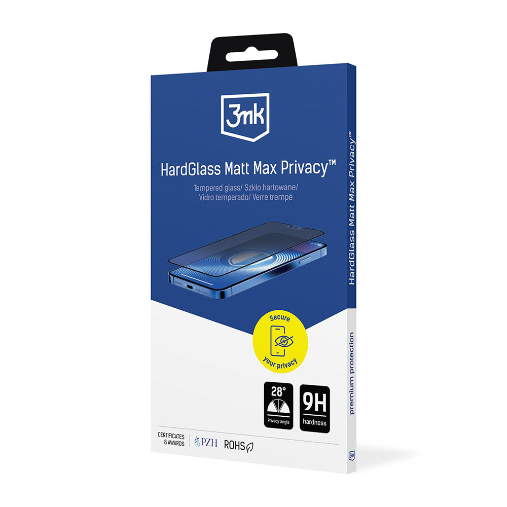 Matt Privacy 3MK HardGlass Max skjermbeskyttelsesfilm for Apple iPhone 17 Air, Herdet glass, Full lim