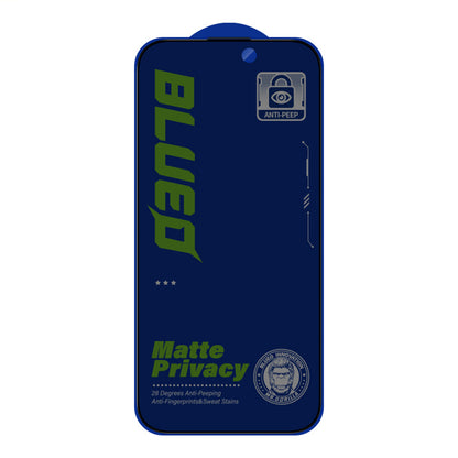 Matt Privacy Blueo Anti-Peep skjermbeskyttelsesfilm for Apple iPhone 14 Pro Max, Herdet glass, Full lim